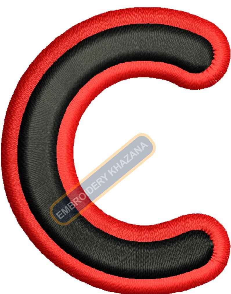 FOAM LETTER C WITH OUTLINE EMBROIDERY DESIGN